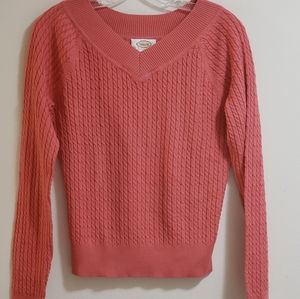 Talbots Cable Knit Sweater, Coral Pink, Sz S